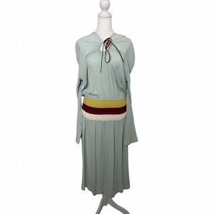 Marni Vintage Mint Green Dress with Colorful Waistband